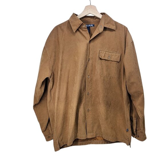 Drill Clothing Co. Mens Brown Button-Up Shirt Size L‎ Polyester Chest Pocket - Picture 6 of 6
